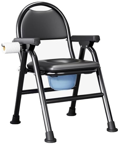 Duschstuhl für Senioren Faltbar Nachtstuhl mit Armlehne Hygienischer Toilettenstuhl Toilettenhilfe WC Stuhl Höhenverstellbar Stuhl für Toilette mit Herausnehmbarer Eimer, Toilettenstühle