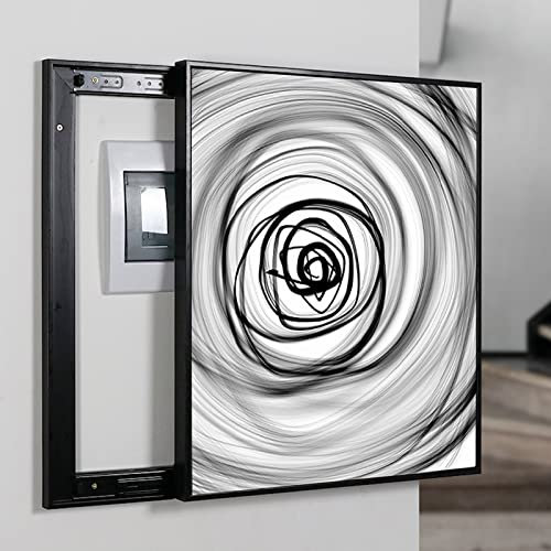 CETEOR electrical panel cover decorative, Hanging Pictures Electrical Box Counters Cover Distribution Box Hide Paintings Abstract Art Black and White Decorative,Vertical,Push Left (Color : Vertical)