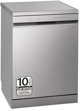 LG DF243FV - Lavavajillas con Función Quadwash, Sistema EasyRack, Sistema Autodiagnóstico, Clasificación D, 14 L, Inox Antihuellas