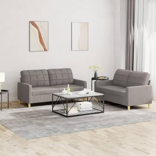 ZEYUAN 2-TLG. Sofagarnitur mit Kissen Taupe Stoff, Sofa Mit Relaxfunktion, Couchgarnitur, Wohnzimmer Sofa, Couch, Sofa Set 3201281