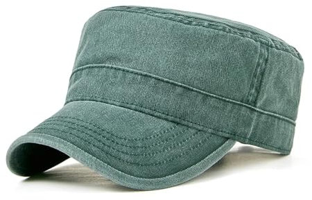 YUECIBAI Barett Baskenmützen Für Herren Papa Reine Baumwolle Freizeit Flaches Top Militär Hut Mann Sonnen Kappen Frau Plus Größe Blank Kappe 60-65Cm Dunkelgrün