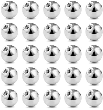 Besyvvin 30er Piercing Kugel Ersatzkugel 4mm Chirurgenstahl Silber Schraubkugel für Gewinde 1,6mm Piercing Septum Zunge Lippe