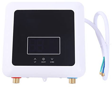 7500W Elektrischer Durchlauferhitzer Warmwasserbereiter Klein mit Digitaler Bildschirm ohne Tank 7.5kW 220V für Küche Untertisch Sparen,Energie Sparen (Schwarz Bildschirm)