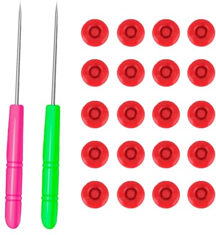 20 Pcs Caulk Cap Covers,Red CaulkCap,CaulkSaver Caps,Caulk NozzleCaps,Saving Sealer TubeCaps with 2pcs Reusable Piercing Needles for Finishing Sealing Preserving