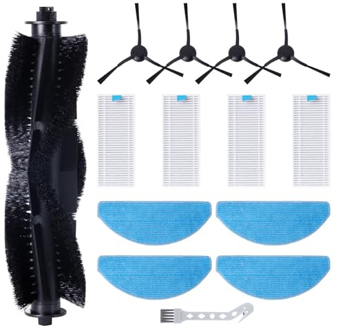 Fixbetter Accessory Set for Laresar Mars01 Robot Vacuum Cleaner Replacement Parts, Accessories Includes 1 Main Roller Brush, 4 HEPA Filters, 4 Mop Pads, 4 Side Brushes, 1 Brush
