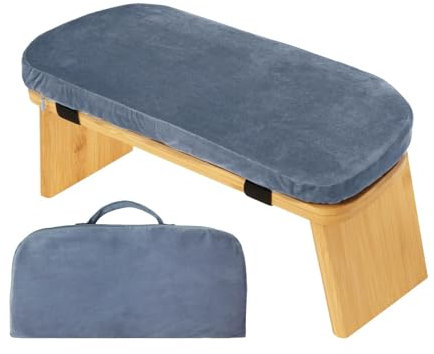 Oshhni Meditationsbank, Meditationshocker, stabil, tragbar, für Männer und Frauen, bequemes Sitzen zu Hause für ausgedehntes Üben, kniender Hocker, Hellblau