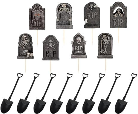 Cake Topper Halloween, Pack of 32 Halloween Cake Decoration, Tombstone Cupcake Toppers, Halloween Cake Decoration, Tombstones, Horror Decoration,for Halloween Party