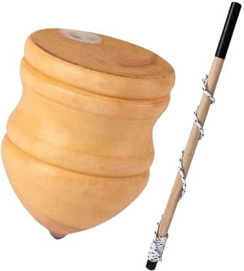 Perfeclan Klassische Holz-Trompos, zum Bemalen, Holzspielzeug mit Stab, handgefertigt, mit verbesserter Stabilität und Spitze für Kleinkinder, 10 Inch