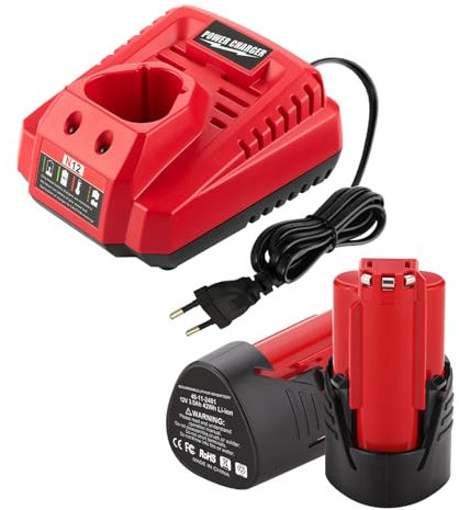 Energup 2X 12V 3,5Ah M12 Batterie et Chargeur pour Milwaukee M12 Batterie M12B 48-11-2411 48-11-2402 48-11-2440