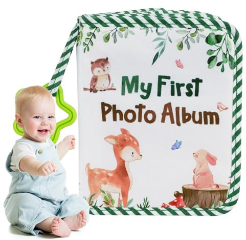 Erstes Familien-Fotoalbum, Tier-Fotobuch für das erste Jahr, Hasen-Wachstumsrekord-Fotobuch, Hirsch-Eule-Familienbilder, Sichtbuch, Stoff, für Babys und Kleinkinder