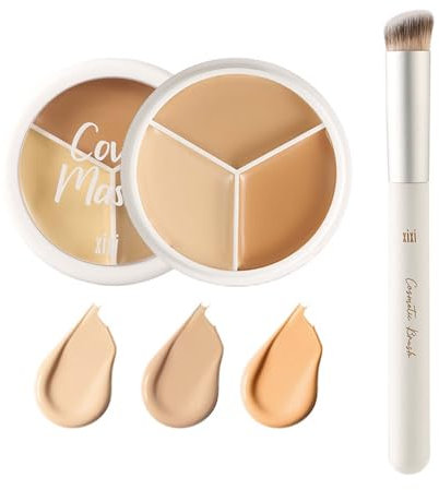 Palette de correcteurs 3 en 1 Crème correctrice complète Brosse incluse Haute couverture Anti-cernes Pour le visage Imperméable et durable