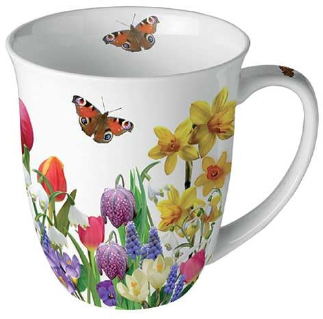 Ambiente Tasse en porcelaine d'environ 400 ml Tasse en porcelaine pour thé ou café Printemps été Printemps Été Printemps