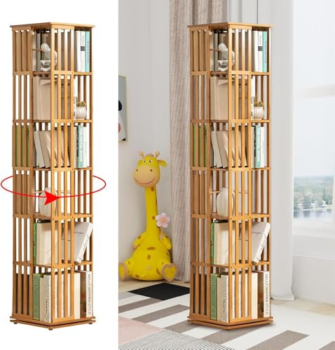 ZanyCajole Drehbares Bücherregal,Rotating Bookshelf,Rotierendes Bücherregal,360 Grad,Bodenstehendes Aufbewahrungsregal,Das In Schlafzimmern,Wohnzimmern,Arbeitszimmern Und Büros Verwendet Wird