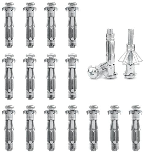 DAIRYCOF Plasterboard Fixings 15Pcs Hollow Wall Anchor M8×52mm - Heavy Duty Metal Expansion Nuts for Plasterboard, Tiles & Partitions - Fix Curtain Rails, Shelves, Light Fittings