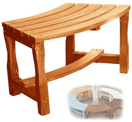 Panca curva da esterno per 2 persone, rustica in legno, carico massimo 199,6 kg, elegante mobile avvolgente per cortile, portico e patio (arancione)