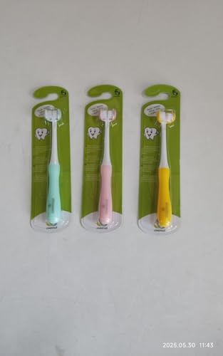 Cepillo de dientes de 3 caras. Cabezal redondo, sin bordes. Para bebés-niños de 0-12 años y discapacitados