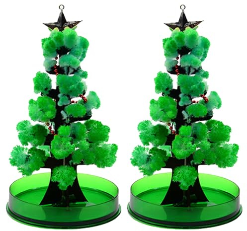 Pellinch 2 Stück Mini Weihnachtsbaum, Magischer Weihnachtsbaum, Magischer Papier Baum, DIY Kristalle Züchten, Kreatives Spielzeug, Basteln Weihnachten, Mini Wachsender Weihnachtsbaum Dekoration