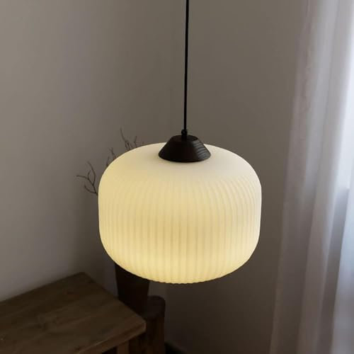 Genérico Lámpara Colgante de Cristal E27 de 1 luz de Madera for Interiores, Dormitorio, balcón, luminaria suspendida, luz de Techo