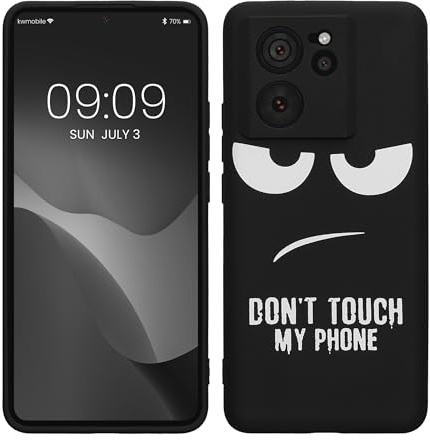 kwmobile Carcasa Compatible con Xiaomi 13T / 13T Pro - Funda móvil TPU - Don't Touch my Phone Blanco/Negro