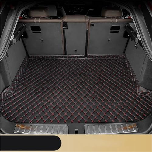 YFBH Kofferraummatte Für Jeep Für Grand Für Cherokee 2011-2017 Kofferraumteppich Aus Leder, Kunstleder, Kofferraummatte Schutzteppiche(Schwarz-Rot)
