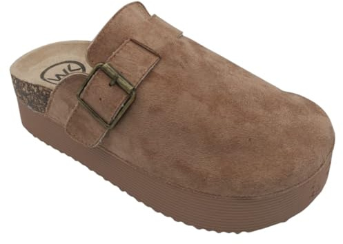 Zuecos y Mules Cómodos para Mujer - Calzado de Interior y Exterior (Mule Plataforma Marron, Sistema Tallas Calzado EU, Adulto, Números, Mediano, 37)
