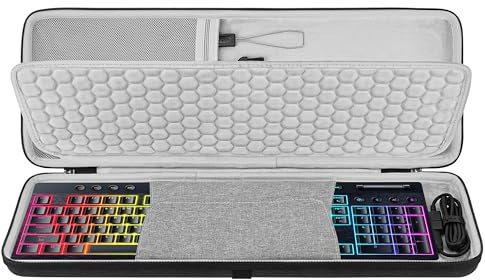 GEEKRIA Funda para teclado, compatible con Razer BlackWidow V4 Low Profile/DeathStalker V2, Corsair K100 AIR, bolsa de transporte de viaje rígida (gris oscuro)