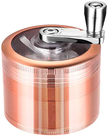 LIHAO 4 Layers Spice Grinder, 2 inch, Rose Gold | Hand Crank, Pollen Scraper, Zinc Alloy, For Dried Spices