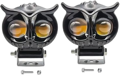 Generico Faro anteriore per moto a LED - Faro LED a forma di gufo, funzione torcia impermeabile, illuminazione esterna automobilistica per una migliore visibilità, categoria di per veicoli con uso mu