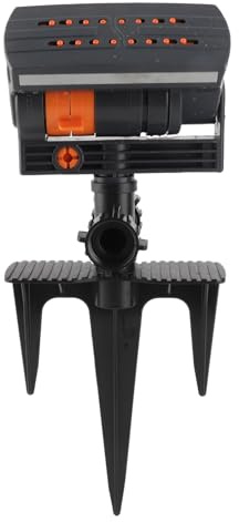 ERYUE Rasensprenger Effizienter Automatischer Oszillierender 16-Loch-Sprinkler für Großflächige Wassersprinkleranlage für Hausgarten-Rasen, ABS, Schwarz, 1 Packung