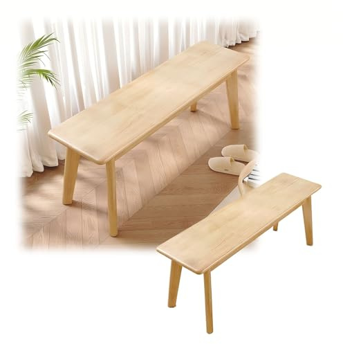 Generisch Holzbank Ohne Lehne, Sitzbank Eiche Massivholz, Landhausstil Schuhbank Bettbank Holzhocker Küchenbank Eckbank Esszimmer, Bauernbank 60/80/100/120/140/150/160/180 cm(Natural,120 cm/47.24 in)