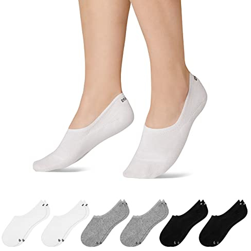 Snocks Füßlinge Damen & Herren aus Bio-Baumwolle, 6 Paar, unsichtbar | Ballerina Socken mit Silikonpad an der Ferse, atmungsaktive Sneakersocken, Loafer & No Show Socken, Gr. 35-50