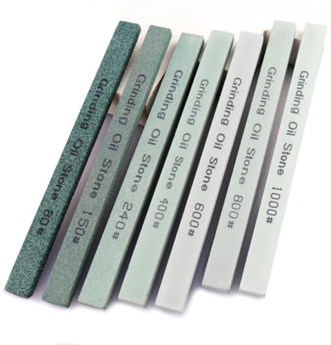 CHEERBRIGHT Piedra de Afilar Juego de Piedra de Afilar de 7 piezas Afilado Kit de Piedra de Aceite - 80# 150# 240# 400# 600# 800# 1000# (5.9x0.47x0.24 pulgadas)