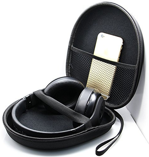 Kopfhörer Tasche für on Ear/Over Ear Headset, Ohrhörer Schutzhüllen Case, 21 x 18.5 x 6cm, schwarz