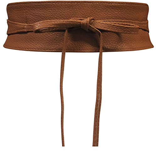Live It Style It Damen Obi Gürtel breite Spitze Taille Band Kunstleder Cinch binden One Size Boho (Braunes Leder)