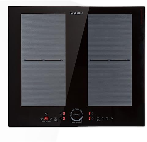 Klarstein Plaque Induction 7000W, Plaque de Cuisson Electrique à Induction, Encastrées 4 Feux, Tables de Cuisson Encastrable, Contrôle Tactile, Rechaud Electrique pour la Cuisine
