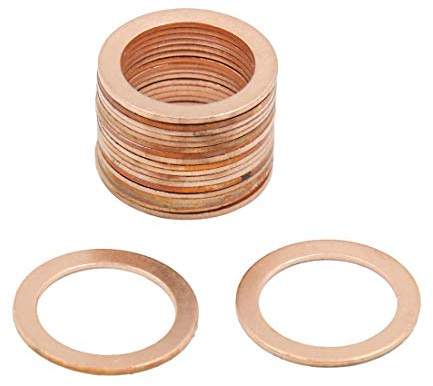 sourcing map 20 Stk. Kupfer Flachdichtungen 18mm Für Auto | Außendurchmesser 24.5mm, Dicke 1mm, Für Wasser, Kraftstoff, Hydraulik, Abriebfest, Temperaturbeständig