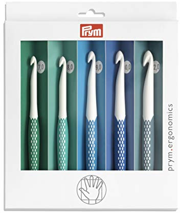 Prym 218441-Set, 7,0-12,0 mm 218441-1-Set di uncinetti per Lana ergonomici 7,00-12,00 mm x 1, Bianco, 12 mm