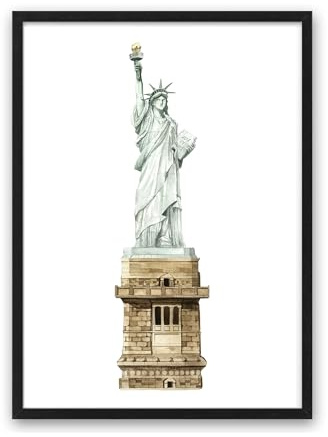 Kunstdruck Din A4 - Freiheitsstatue - Statue of Liberty - New York City Aquarell Poster Bild - ohne Bilderrahmen