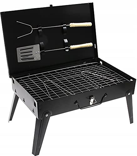 Barbecue a carbonella pieghevole con valigetta, 42 x 22 cm
