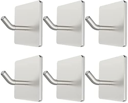 VIVII 6 Pack Adhesive Hooks, 3M Self Adhesive, Metal Wall Sticky Hooks Hanger for Keys Bags Clothes Hat Towel, Kitchen Bath Room Living Room No Drilling Needed