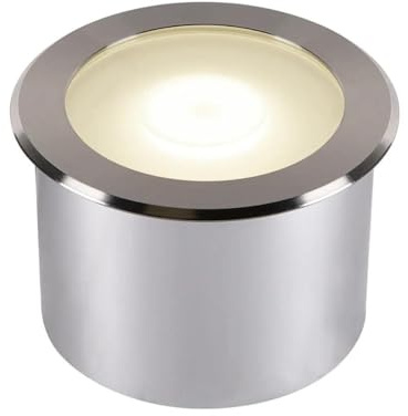 SLV Bodeneinbauleuchte DASAR FLAT 120 / LED Spot für Terrasse, Outdoor-Strahler, Einbau-Lampe Garten, Bodenlampe für Außen / IP65/IP67 4000K 7W 520lm edelstahl