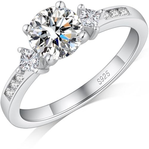 jiamiaoi 18K Weißgold Plattiert Damen Ring Silber 925 Hochzeitsring Damen Silber Verlobungsring Ehering für Braut Solitär Ringe Damen Diamant Silber Ringe für Frauen