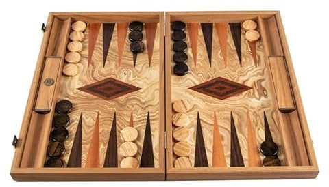 Manopoulos Luxury Backgammon-Set Olive Burl 48 cm