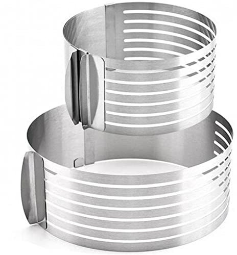 Bontannd Adjustable Layered Cake Slicer Leveler,6-8 Inch Stainless Steel Round Bread Layer Cake Cutter Mold,Baking Tool Kit Set Mousse Mould Slicing-silver