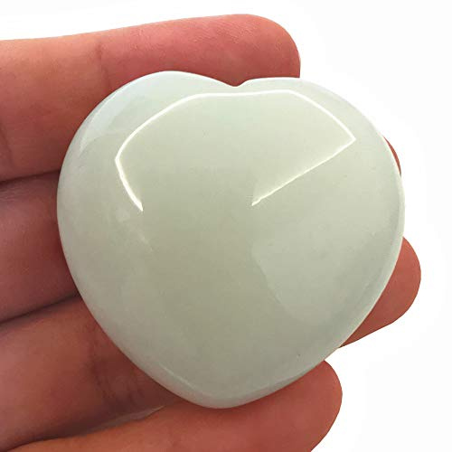 Manekieko Opalit Palm Worry Carved Heart Love Stone, 40mm Kristalle und Heilsteine