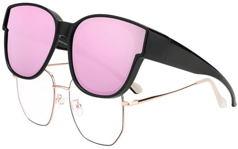 FEISEDY Überzieh Sonnenbrille Polarisiert für Brillenträger Überziehbrille Herren Damen Überbrille Groß Fit-Over mit Verspiegelte Linsen & UV400 Schutz B2922