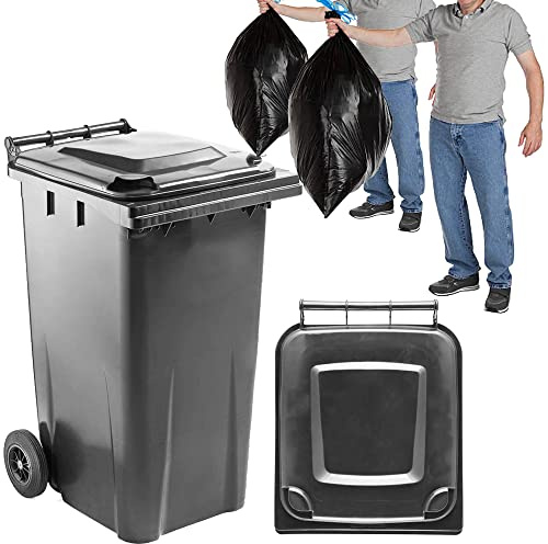 STAR SUPPLIES Grey/Black Wheelie Bin Outdoor Wheel Bin | for Trash & Rubbish Rubber Wheels 240L