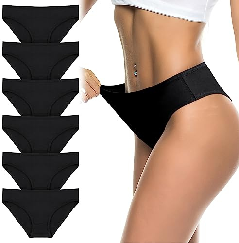 flintronic 6PCS Bragas Mujer, Braguita de algodón, Elástico Culotte Cintura, Ropa Interior Cómoda y Sexy, Medias Suaves