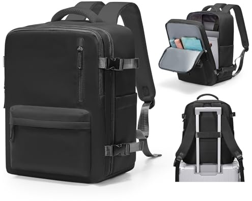 BJLFS Ryanair Handgepäck 40x30x20 Rucksack Handgepäck Flugzeug 40x30x20 Wizzair Vueling Eurowings Reiserucksack Damen Groß Laptop Rucksack 17 Zoll Herren Wasserdicht,schwarz S