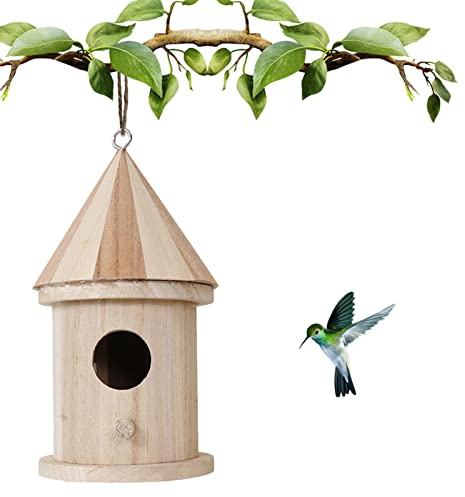 Moxeupon Mangeoire à oiseaux à suspendre, en bois, pour oiseaux sauvages